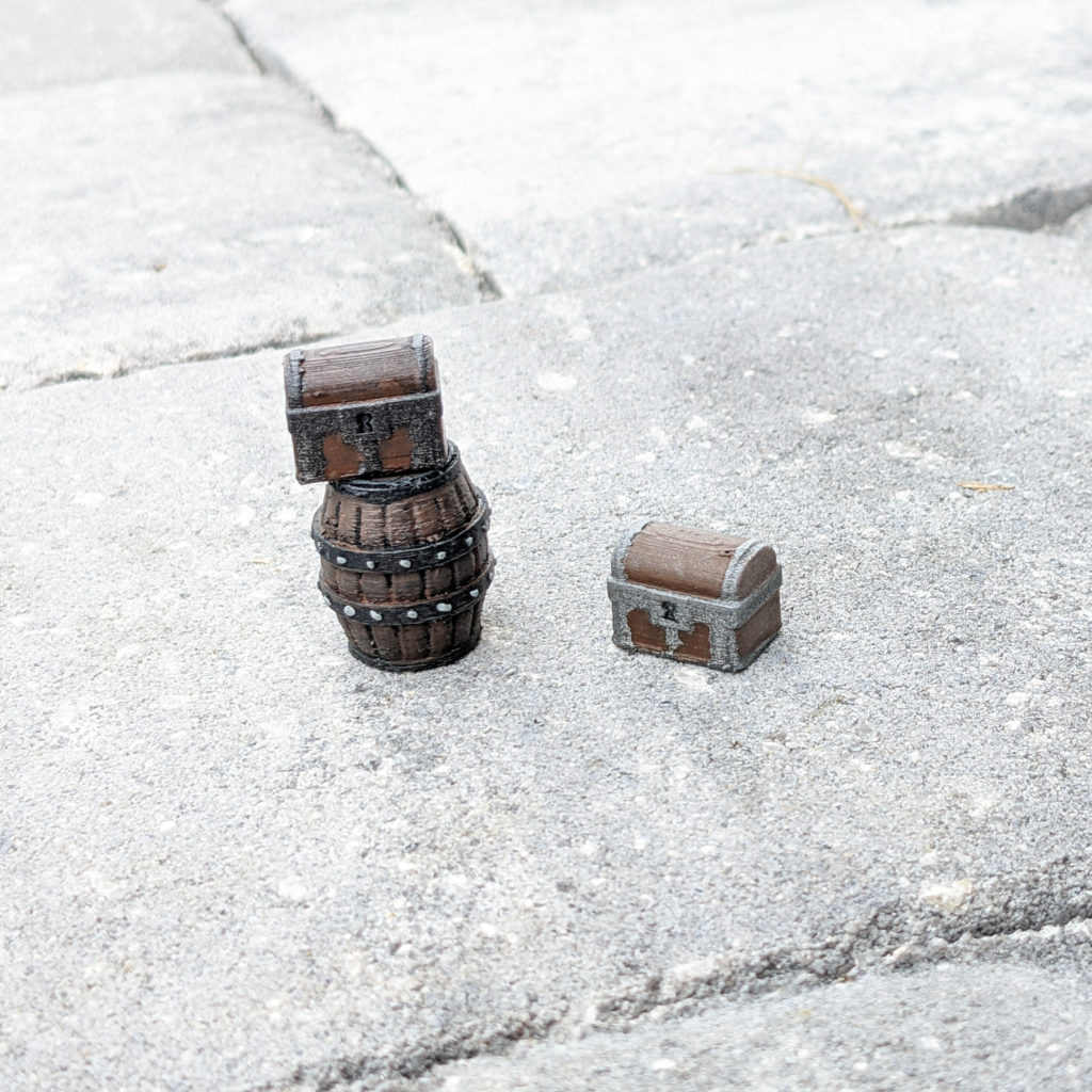 Barrel & Treasure Chest tabletop miniatures - 3D printing & Painting