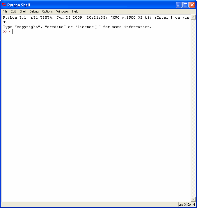 [Windows Python Shell, a graphical interactive shell for Python]
